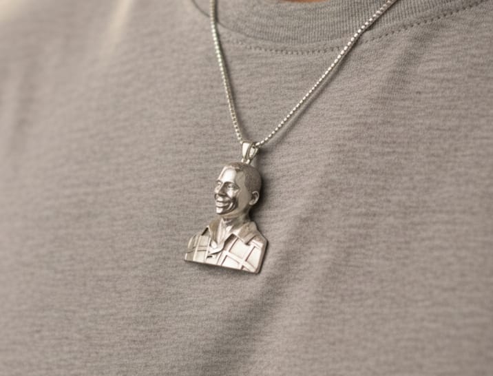 Custom Self Portrait Pendant – Personalized 3D Metal Jewellery