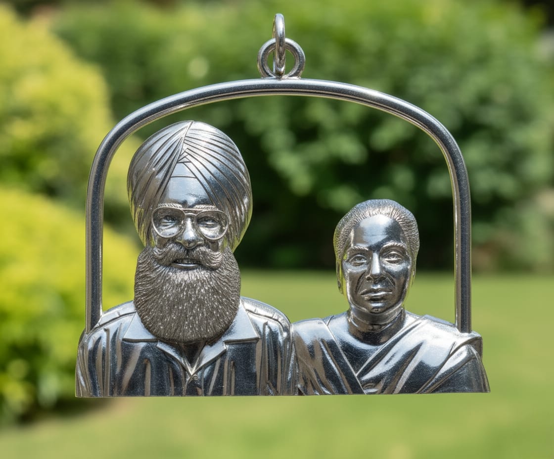 Parents Pendant – Custom 3D Engraved, Your parents’ photo turned into a premium 3D metal pendant